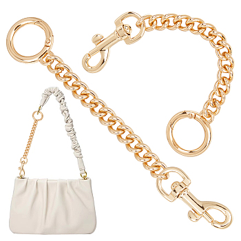 Alloy Bag Curb Chains, Bag Strap Extender, with Swivel Eye Bolt Snap Hook & Spring Gate Ring, Light Gold, 16cm