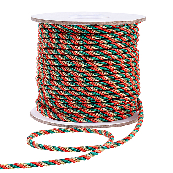3-Ply Round Twisted Polyester Cord, for Garment Accessories, Gift Decoration, Colorful, 1/8 inch(3mm), about 36.09~38.28 Yards(33~35m)/Roll