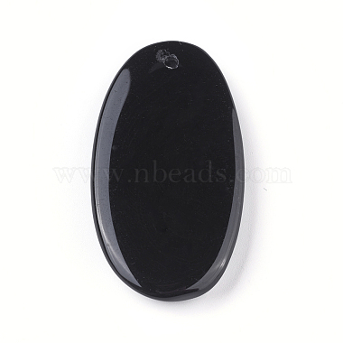 Natural Black Agate Pendants(G-G790-02)-3