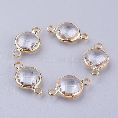 Golden Clear Flat Round Glass Links