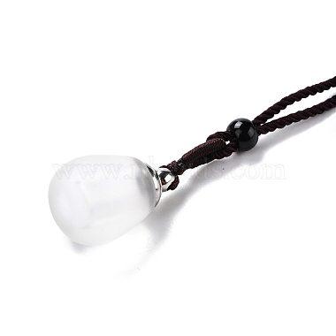 Collier pendentif en verre à récipient ouvrable en forme de larme(NJEW-P258-02)-2