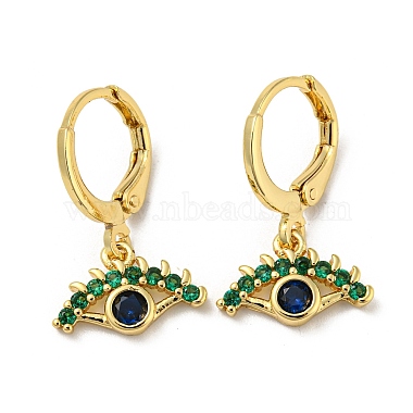 Green Evil Eye Brass Earrings