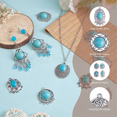 10pcs Turquoise+alloy pendant Vintage alloy earring head diy handmade material(5 styles)(JX575A)-4