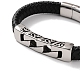 bracelets pour hommes en cordon de cuir pu noir tressé(BJEW-K243-22AS)-2