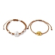 2pcs 2 bracelets de perles tressées en acrylique en forme de coquille de style sertis de cordons en nylon(BJEW-JB10146)-1