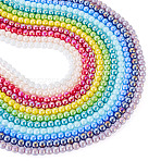 11Strands 11 Colors Electroplate Opaque Glass Beads Strands, AB Color Plated, Round, Mixed Color, 6~6.5mm, Hole: 1.4mm, 1strand/color(GLAA-TA0004-34)