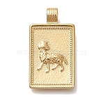 PVD Vacuum Plating 304 Stainless Steel Pendants, Rectangle with Constellation Charm, Real 18K Gold Plated, Aries, 25x14x4mm, Hole: 2mm(STAS-S148-31A-G)