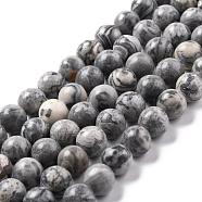 Natural Map Stone/Picasso Stone/Picasso Jasper Beads Strands, Round, 8mm, Hole: 1mm, about 46pcs/strand, 15.5 inch(G-G047-8mm)