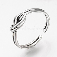 Adjustable Brass Cuff Finger Rings, Knot, Size 8, Antique Silver, 18mm(RJEW-R134-05AS)