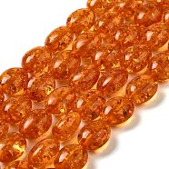 Resin Imitation Amber Beads Strands, Oval, Coral, 15.5~16.5x12.5~13x9~10mm, Hole: 0.7mm, about 25pcs/strand, 15.94''(40.5cm)(RESI-Z017-03)