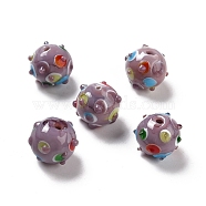 Handmade Lampwork Beads, Round, Rosy Brown, 11x13x12.5mm, Hole: 1.6mm(LAMP-F022-03A)