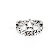 Star Wide Open Cuff Ring, Tibetan Style Alloy Jewelry for Women, Cadmium Free & Lead Free, Antique Silver, US Size 6 3/4(17.1mm)(RJEW-S038-200)