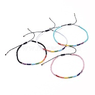 Chakra Jewelry, Nylon Thread Braided Beads Bracelets, with Seed Beads, Mixed Color, 46~75mm(BJEW-JB04347)