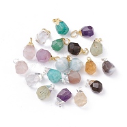 Natural Gemstone Pendants, with Brass Bails, Faceted, Teardrop, 19~21x12~14x11~15mm, Hole: 5x3mm(G-G845-07)