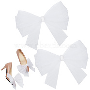 Bowknot Organza Shoe Decorations, White, 175x185x8mm(FIND-WH0423-94A)