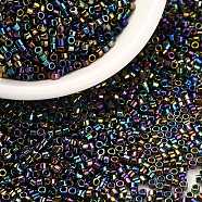 Cylinder Seed Beads, Metallic Colours, Iris, Uniform Size, Colorful, 2x1.3~1.5mm, Hole: 0.8~1mm, about 888pcs/10g(X-SEED-H001-B03)