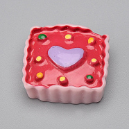 Resin Cabochons, Cake, Red, 18.5~19.5x18x6.5mm(X-CRES-T005-11C)