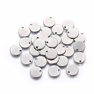 304 Stainless Steel Charms, Stamping Blank Tag, Flat Round, Stainless Steel Color, 10x1mm, Hole: 1.4mm(STAS-L234-081B)