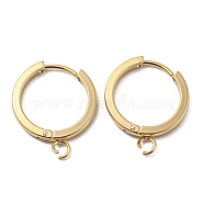 201 Stainless Steel Huggie Hoop Earrings Findings, with Vertical Loop, with 316 Surgical Stainless Steel Earring Pins, Ring, Real 24K Gold Plated, 18x2mm, Hole: 2.7mm, Pin: 1mm(STAS-A167-01D-G)