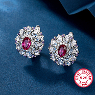 Elegant S925 Silver Floral Earrings and Ring Set with Diamonds(WM8786-3)