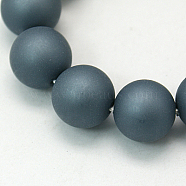 Shell Pearl Beads Strands, Frosted, Round, Slate Gray, 10mm, Hole: 1mm, about 42pcs/strand,  16.5 inch(BSHE-H014-01)