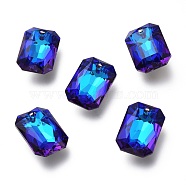 Glass Rhinestone Pendants, Back Plated, Faceted, Octagon Rectangle, Bermuda Blue, 16x11x5.5mm, Hole: 1.6mm(RGLA-A024-E01-001BB)