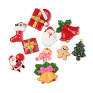 Christmas Theme, Resin Cabochons, Mixed Shapes, Mixed Color, 20.5~33x16~37.5x3.5~9mm(CRES-MSMC003-02)