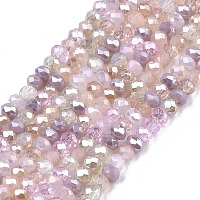 Electroplate Glass Beads Strands, AB Color Plated, Faceted, Rondelle, Pink, 2mm, Hole: 0.7mm, about 188~198pcs/Strand, 12.60 inch~13.11 inch(32~33.3cm)