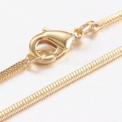 Brass Square Snake Chain Necklaces Making, with Lobster Claw Clasps, Real 18K Gold Plated, 17.7 inch(45cm)(X-MAK-L009-05G)