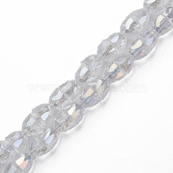 Electroplate Transparent Glass Beads Strands, Faceted, Bell, Clear AB, 8x7mm, Hole: 1mm, about 94~100pcs/strand, 25.20 inch(64cm)(EGLA-N002-35-C02)