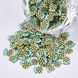 Handmade Polymer Clay Cabochons, Pineapple, Pale Goldenrod, 6~7x4~5x0.5mm, about 35714pcs/500g(CLAY-S091-043B)