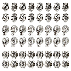 CHGCRAFT 60Pcs 3 Style Alloy European Beads, Large Hole Beads, Antique Silver, 20pcs/style(MPDL-CA0001-02)