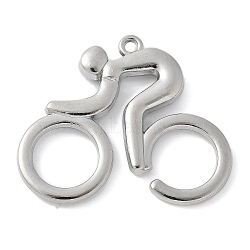 Alloy Pendants, People On Bikes, Platinum, 35.5x40.5x4.5mm, Hole: 2mm(PALLOY-D290-15P)