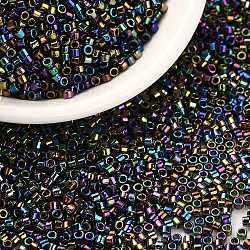 Cylinder Seed Beads, Metallic Colours, Iris, Uniform Size, Colorful, 2x1.3~1.5mm, Hole: 0.8~1mm, about 888pcs/10g(X-SEED-H001-B03)