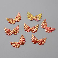 Non-Woven Fabric Ornament Accessories, Iridescent Embossed Angel Wing, Dark Orange, 22x35x0.7mm(DIY-WH0043-30F)