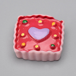 Resin Cabochons, Cake, Red, 18.5~19.5x18x6.5mm(X-CRES-T005-11C)