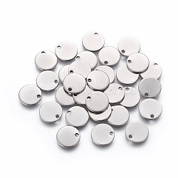 Tarnish Resistant 304 Stainless Steel Charms, Stamping Blank Tag, Flat Round, Stainless Steel Color, 10x1mm, Hole: 1.4mm(STAS-L234-081B)