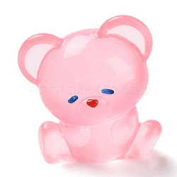 Luminous Resin Cute Little Bear Ornaments, Glow in the Dark, Micro Landscape Decoration, Pink, 30x21x32mm(RESI-Z008-01E)