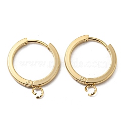 201 Stainless Steel Huggie Hoop Earrings Findings, with Vertical Loop, with 316 Surgical Stainless Steel Earring Pins, Ring, Real 24K Gold Plated, 18x2mm, Hole: 2.7mm, Pin: 1mm(STAS-A167-01D-G)