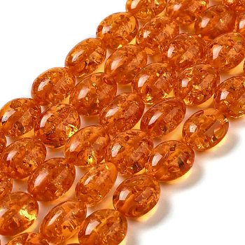 Resin Imitation Amber Beads Strands, Oval, Coral, 15.5~16.5x12.5~13x9~10mm, Hole: 0.7mm, about 25pcs/strand, 15.94''(40.5cm)