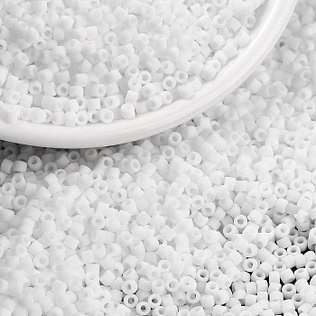 Cylinder Seed Beads, Frosted Colors, Uniform Size, White, 2x1.3~1.5mm, Hole: 0.8~1mm, about 888pcs/10g