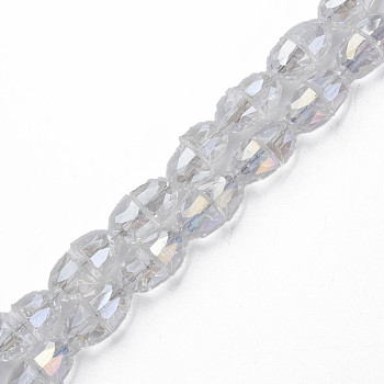 Electroplate Transparent Glass Beads Strands, Faceted, Bell, Clear AB, 8x7mm, Hole: 1mm, about 94~100pcs/strand, 25.20 inch(64cm)