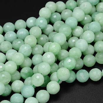 Synthetic Myanmar Jade (Glass) Beads Strands, Faceted, 6mm, Hole: 1mm, about 65pcs/strand, 16 inch