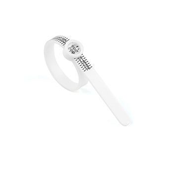 Plastic EU Ring Sizer Measuring Tool, Finger Measuring Belt with Magnifying Glass, White, 11.5x0.5x0.2cm