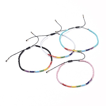 Chakra Jewelry, Nylon Thread Braided Beads Bracelets, with Seed Beads, Mixed Color, 46~75mm