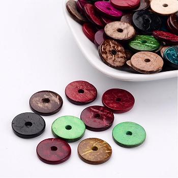 Coconut Beads, Donut, Mixed Color, 15x3mm, Hole: 3mm