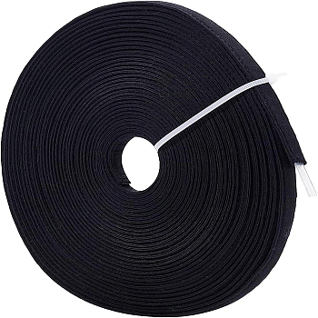 Flat Cotton Ribbon, Garment Sewing Accessories, Black, 3/8 inch(11mm), about 16.40 Yards(15m)/Roll