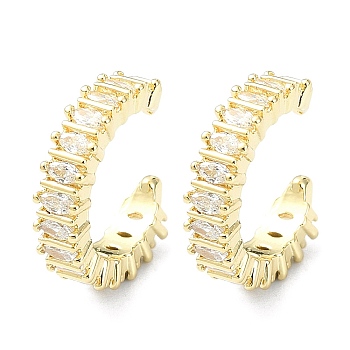 Rack Plating Brass Micro Pave Cubic Zirconia Cuff Earring, Cadmium Free & Lead Free, Long-Lasting Plated, Real 18K Gold Plated, 15.5x4x13mm