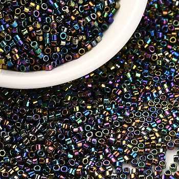 Cylinder Seed Beads, Metallic Colours, Iris, Uniform Size, Colorful, 2x1.3~1.5mm, Hole: 0.8~1mm, about 888pcs/10g