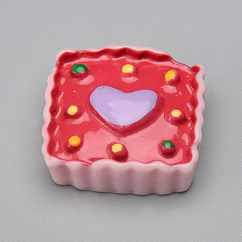 Resin Cabochons, Cake, Red, 18.5~19.5x18x6.5mm